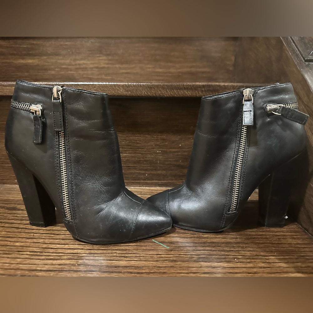 Aldo Black Leather Ankle Booties